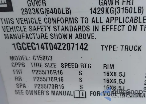 2004 Chevrolet Silverado 1500 from USA, damaged, VIN 1GCEC14T04Z207142